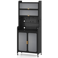Kitchen Pantry Storage Cabinet with Large Countertop-Black