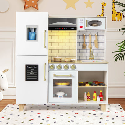 Kitchen Playset for Kids with Realistic Lights and Sounds-White