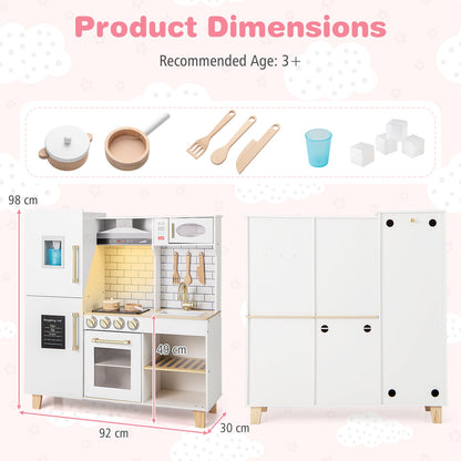 Kitchen Playset for Kids with Realistic Lights and Sounds-White