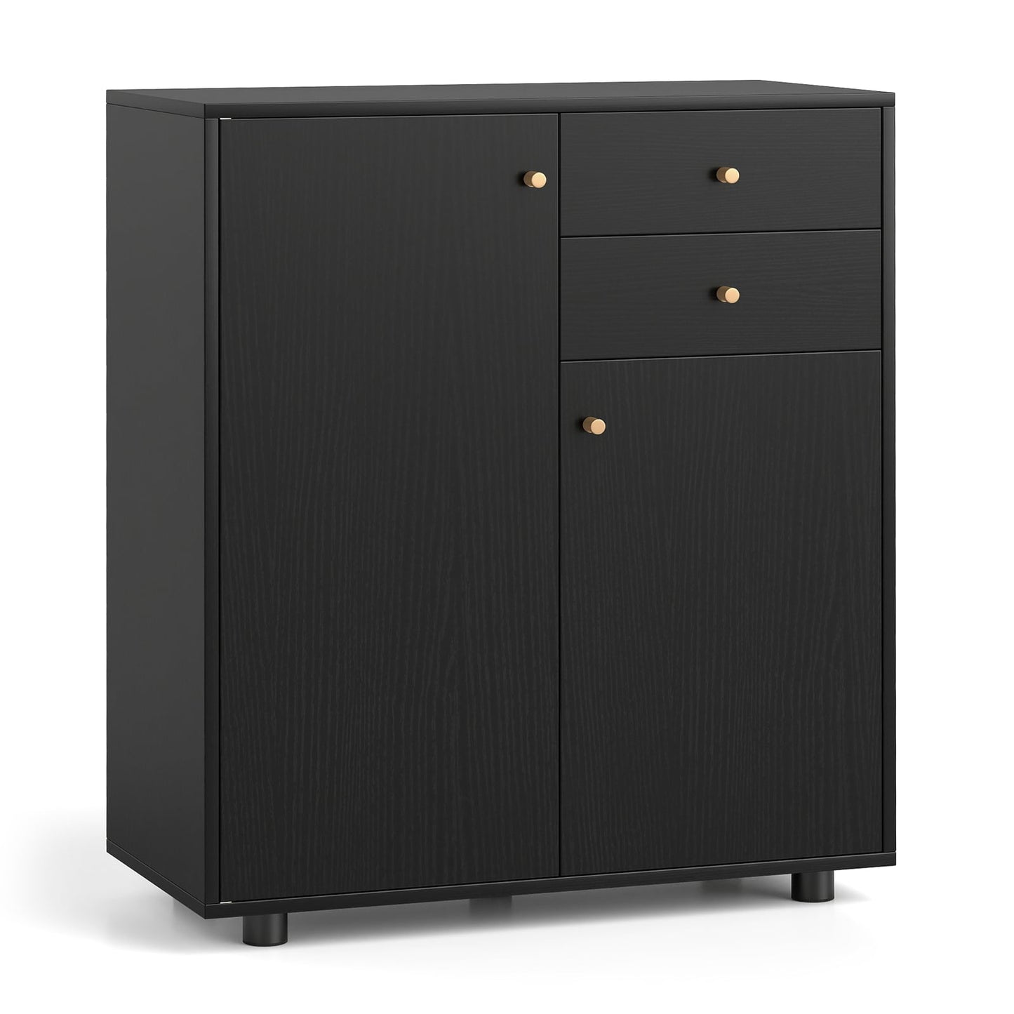 Kitchen Sideboard Buffet Cabinet with 3 Adjustable Shelves-Dark Grey