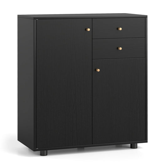 Kitchen Sideboard Buffet Cabinet with 3 Adjustable Shelves-Dark Grey
