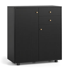 Kitchen Sideboard Buffet Cabinet with 3 Adjustable Shelves-Dark Grey