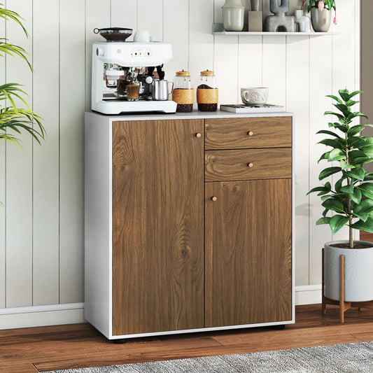 Kitchen Sideboard Buffet Cabinet with 3 Adjustable Shelves-Natural