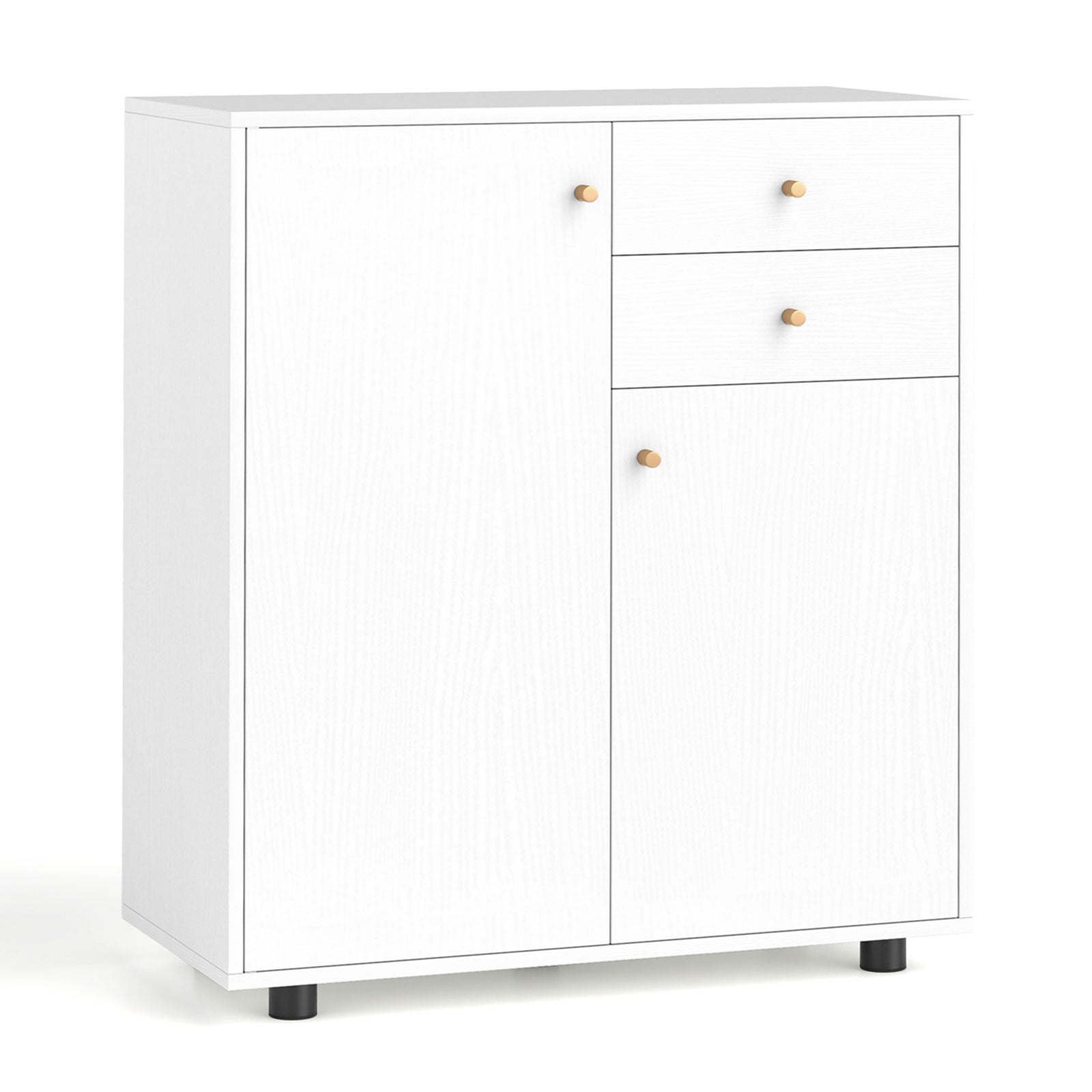 Kitchen Sideboard Buffet Cabinet with 3 Adjustable Shelves-White