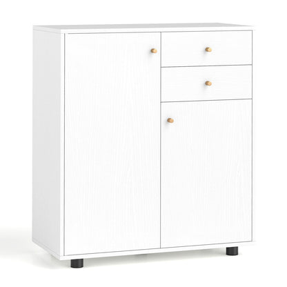 Kitchen Sideboard Buffet Cabinet with 3 Adjustable Shelves-White