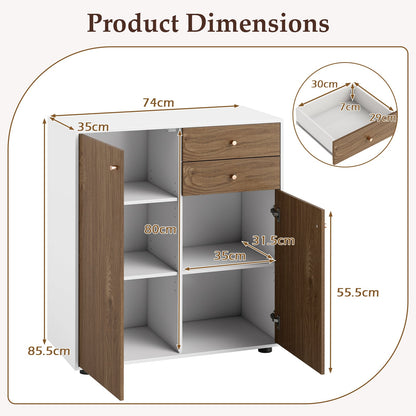 Kitchen Sideboard Buffet Cabinet with 3 Adjustable Shelves-Natural