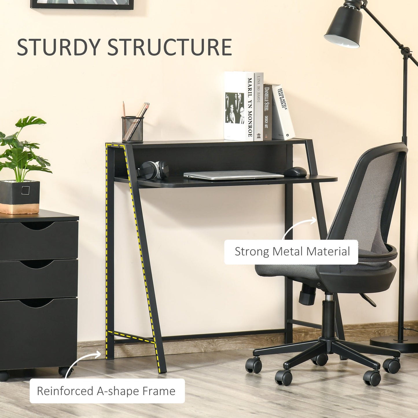 Writing Desk Computer Table Home Office PC Laptop Workstation Storage Shelf Color Black