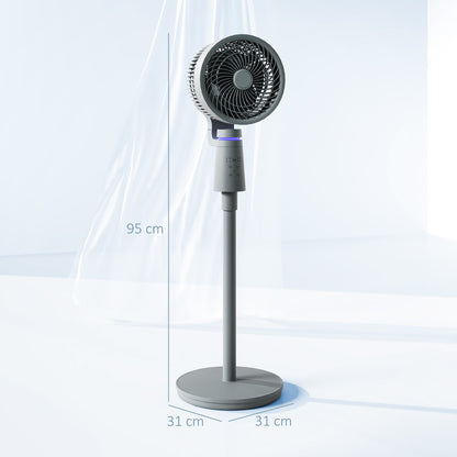 HOMCOM Pedestal Air Circulation Fan with Oscillating, Light Off, Grey