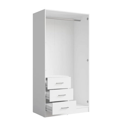 White wardrobe with drawers on a white background