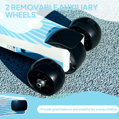 AIYAPLAY Electric Scooter for Kids Aged 4-7 Years, with Flashing LED Lights, Rear Auxiliary Wheels, Blue