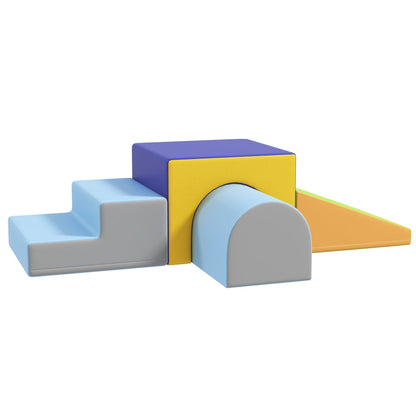 HOMCOM 4-Piece Soft Play Set for Toddlers, Multicoloured