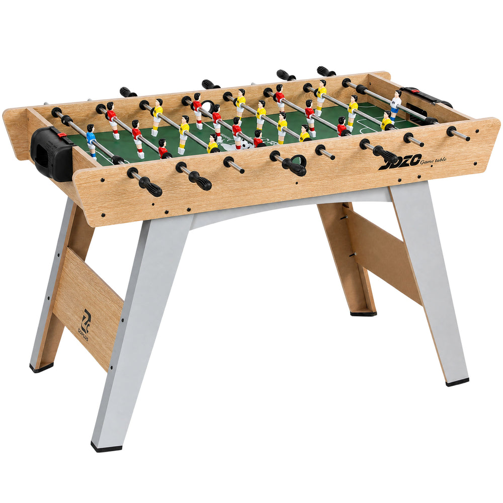 SPORTNOW 4ft Table Football, Foosball Game Table with 22 Players, 2 Balls and Manual Scorers for Family, Natural Wood Finish
