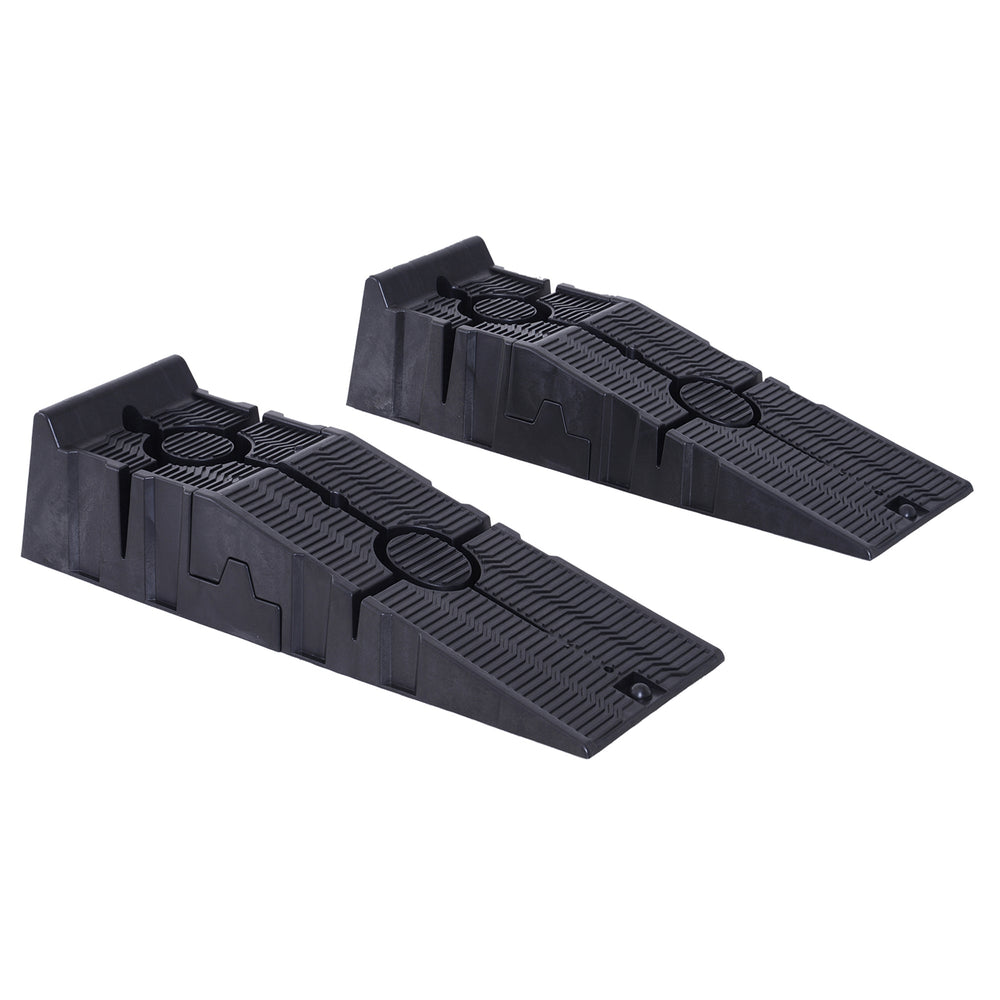 DURHAND 2 Pieces Car Ramps Heavy Duty 2.5 Ton Motorhome Levelling Ramps, Plastic Garage Workshop Car Lift, Portable Automotive Vehicle Campervan Car Ramp, Black