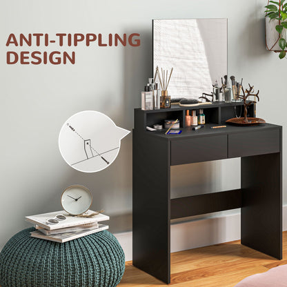 HOMCOM Multi-Storage Dressing Table, with Mirror - Black