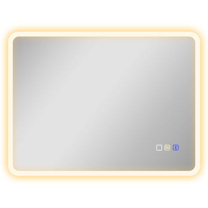 HOMCOM 80 x 60cm LED Bathroom Mirror, with Bluetooth - Silver Tone