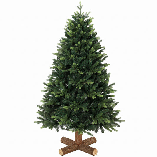 HOMCOM Artificial Christmas Tree, Hinged Xmas Tree with 1620 PE & PVC Branch Tips, 5ft, Green