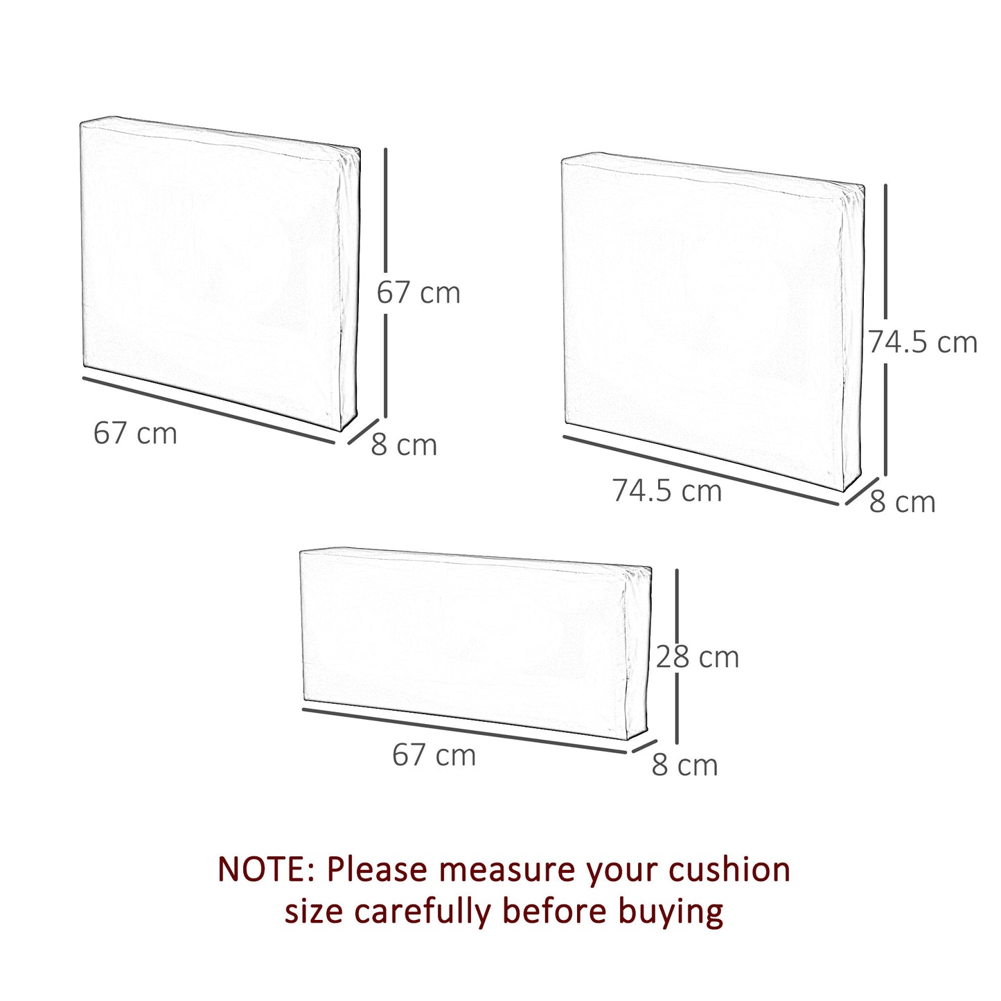 Outsunny Rattan Furniture Cushion Cover Replacement Set, 7 pcs-Cream