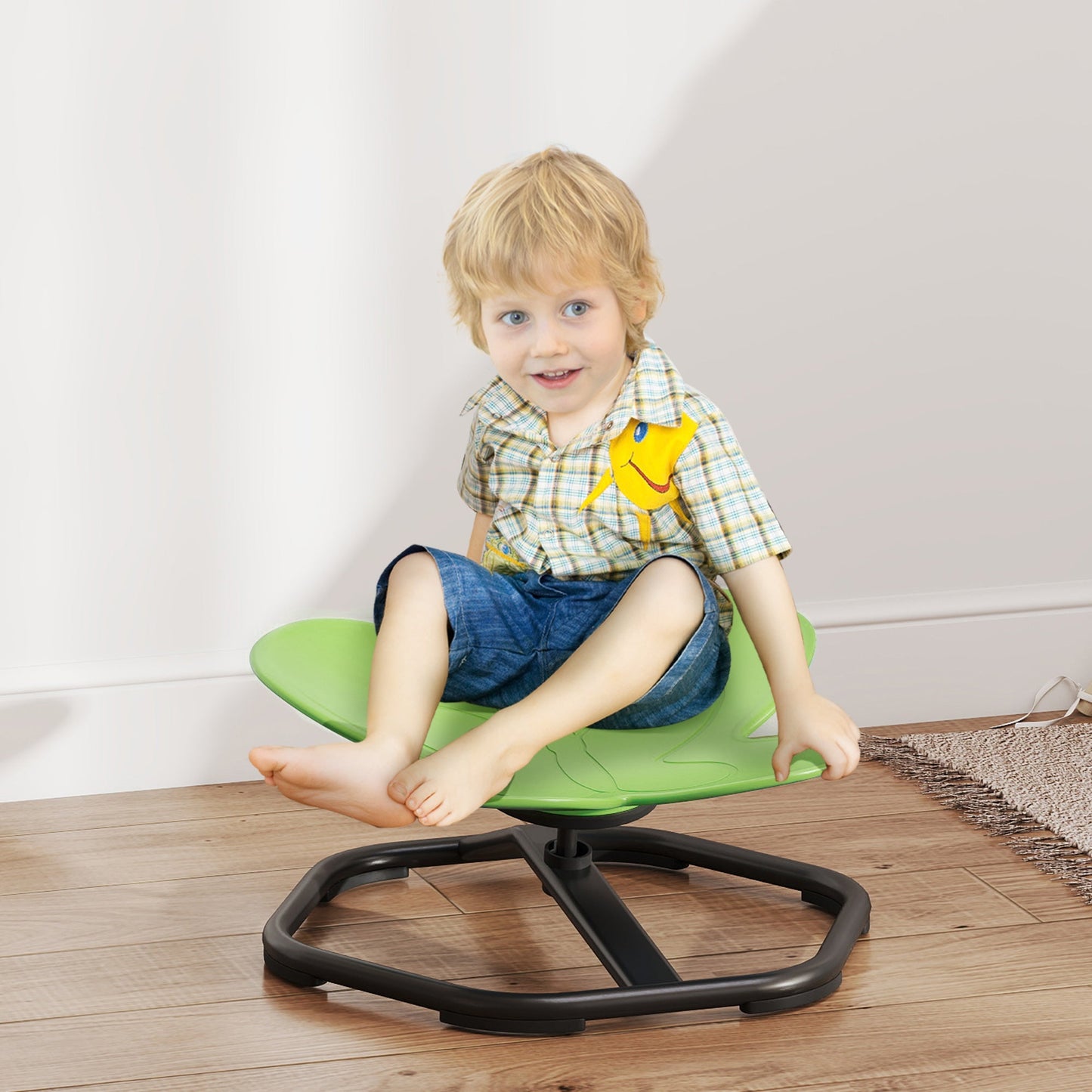 AIYAPLAY Butterfly-Shaped Kids Swivel Chair, Sensory Spinning Chair for Balance and Coordination Training, Green
