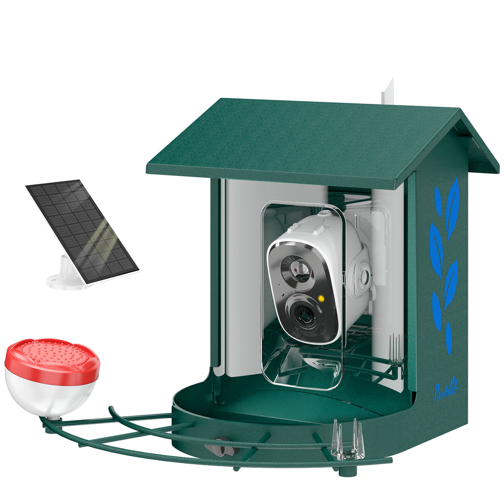 PawHut Smart Bird Feeder Camera 2K HD with AI Identifies 16,000+ Species, 2K HD Auto Capture Video, APP Instant Notifications