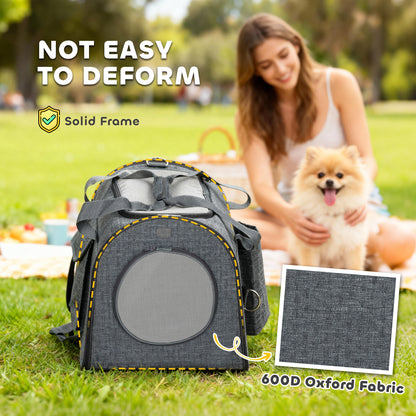 PawHut Soft Sided Cat Carrier Bag, Portable Foldable Pet Carrier with Shoulder Strap & Removable Mat for Small Pet Up to 10kg