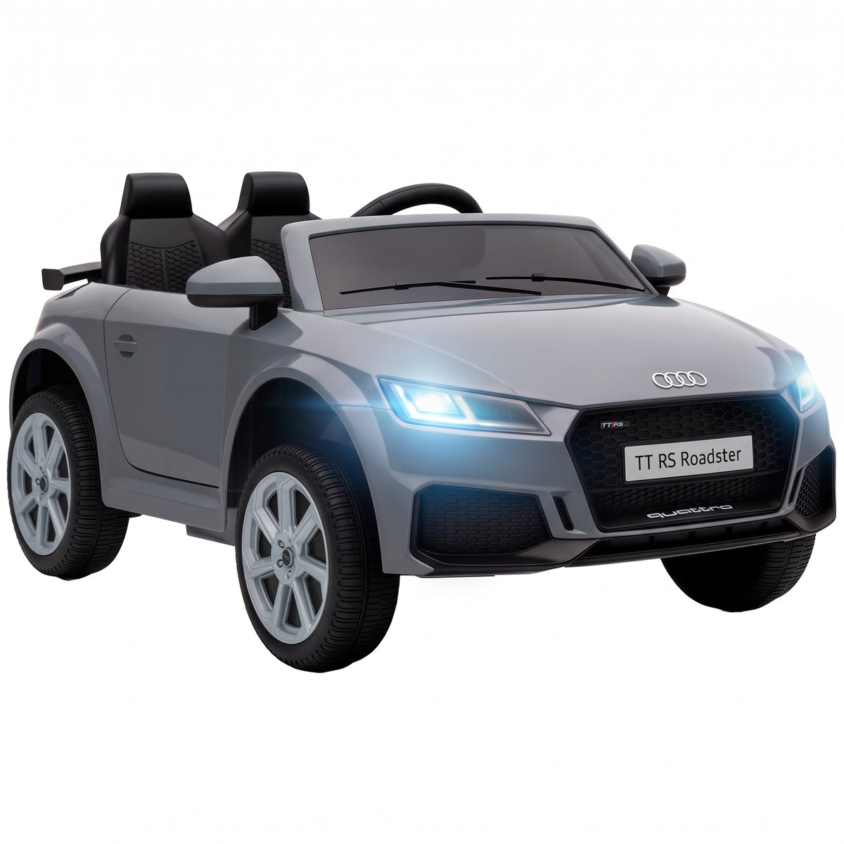 AIYAPLAY 12V Audi TT RS Licensed Electric Car, Electric Ride On Toy with Remote Control, Dual Motors, 4-Wheel Suspension, Grey