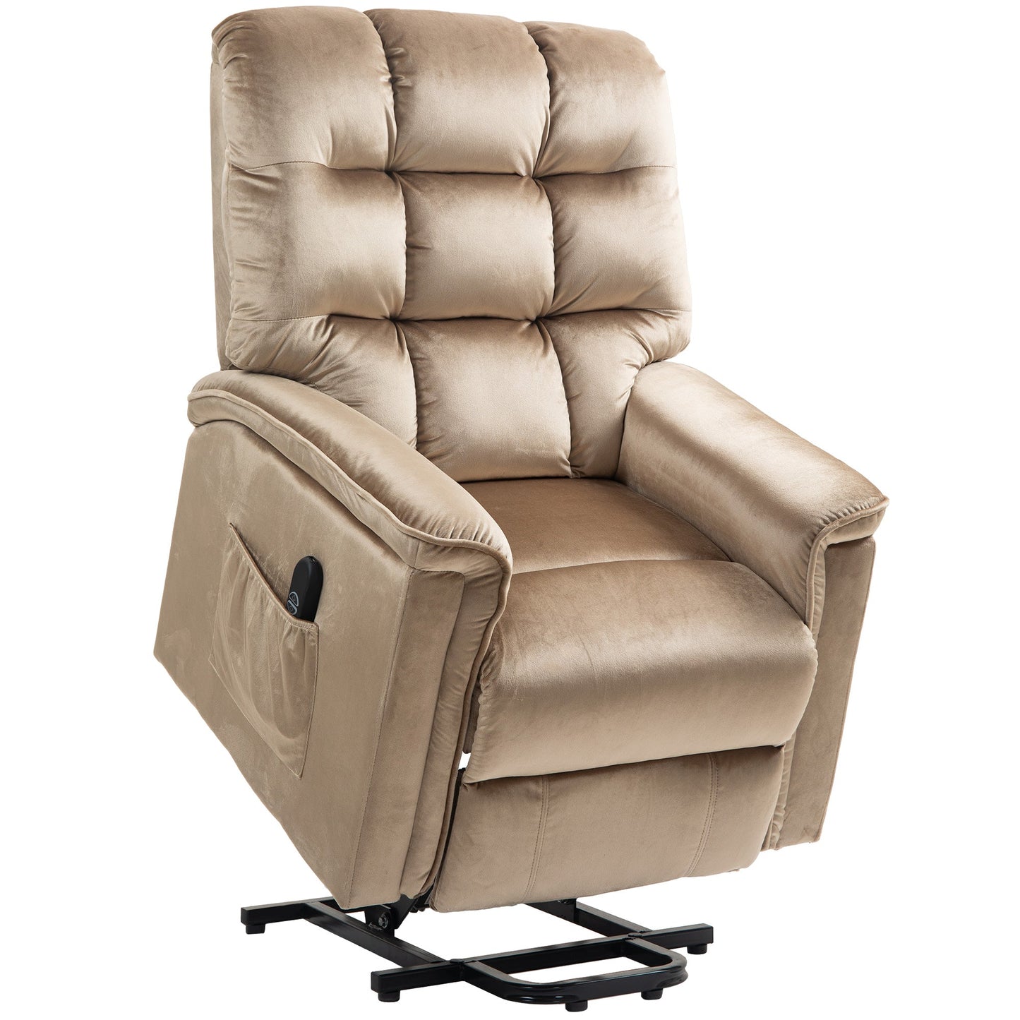 HOMCOM Velvet-Feel Electric Lift Recliner Chair - Brown