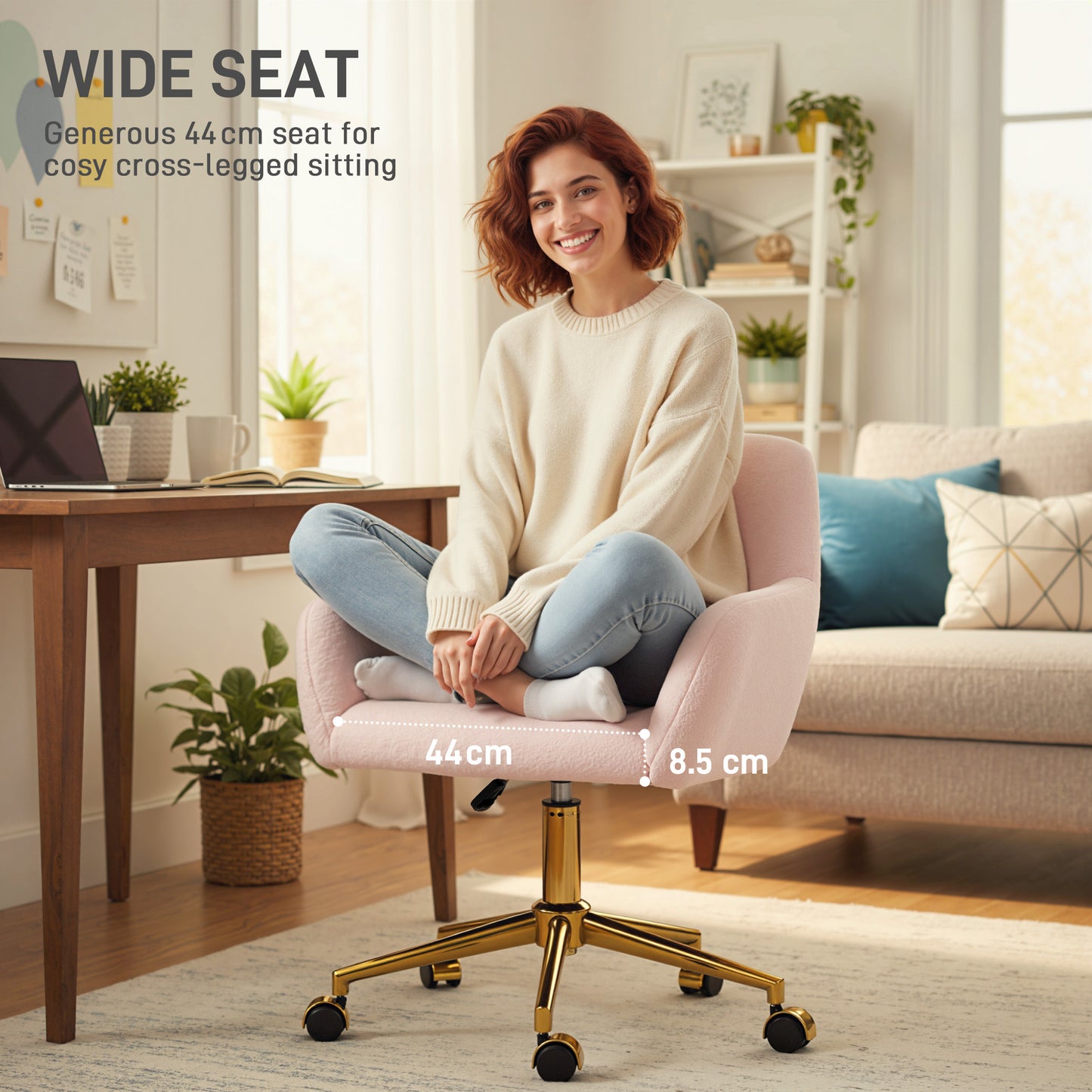 HOMCOM Faux Fur Rabbit Chair - Light Pink