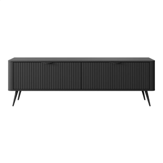 Black sideboard with corrugated design on a white background
