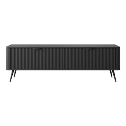 Black sideboard with corrugated design on a white background