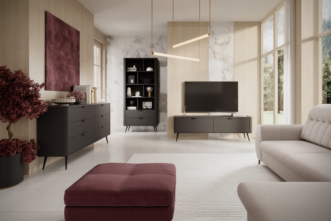Modern living room with furniture and decor