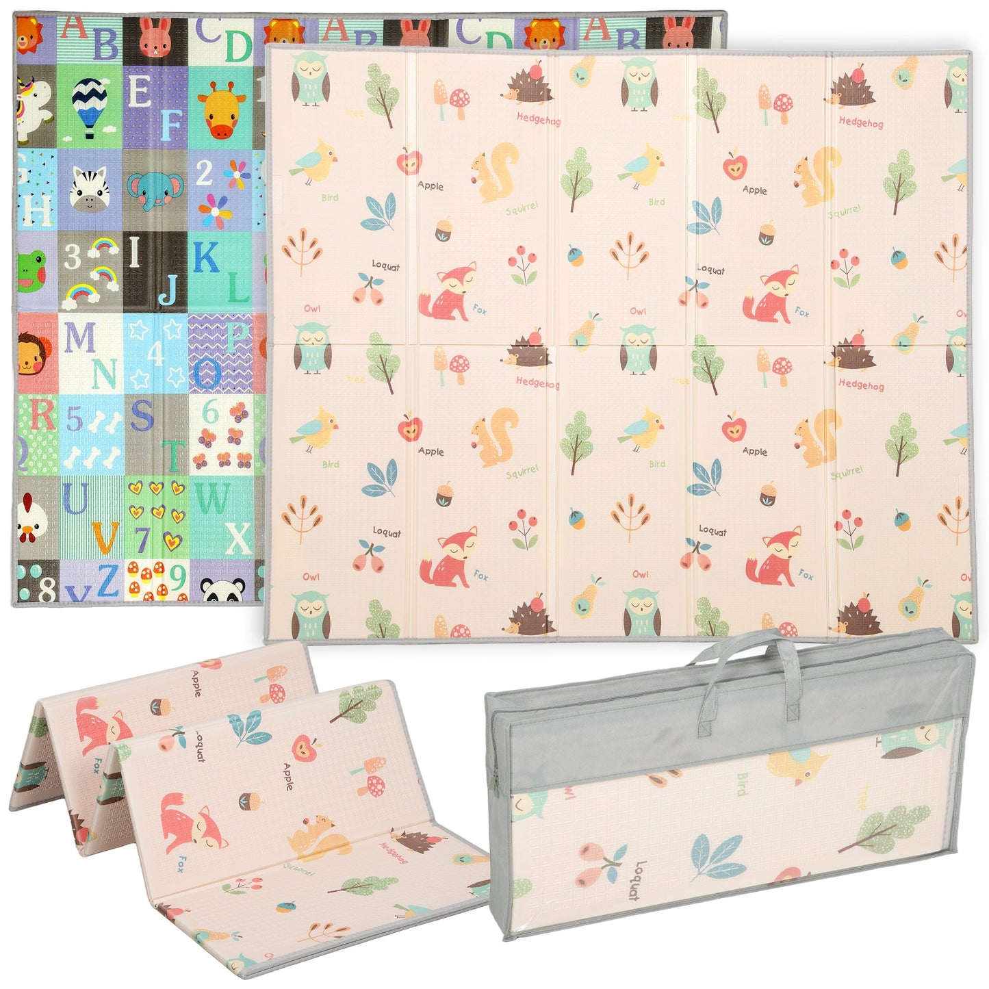 AIYAPLAY Foldable Baby Play Mat Double-Sided, Reversible Foam Soft Crawling Mat for Toddlers, for Bedroom, Nursery and Playroom
