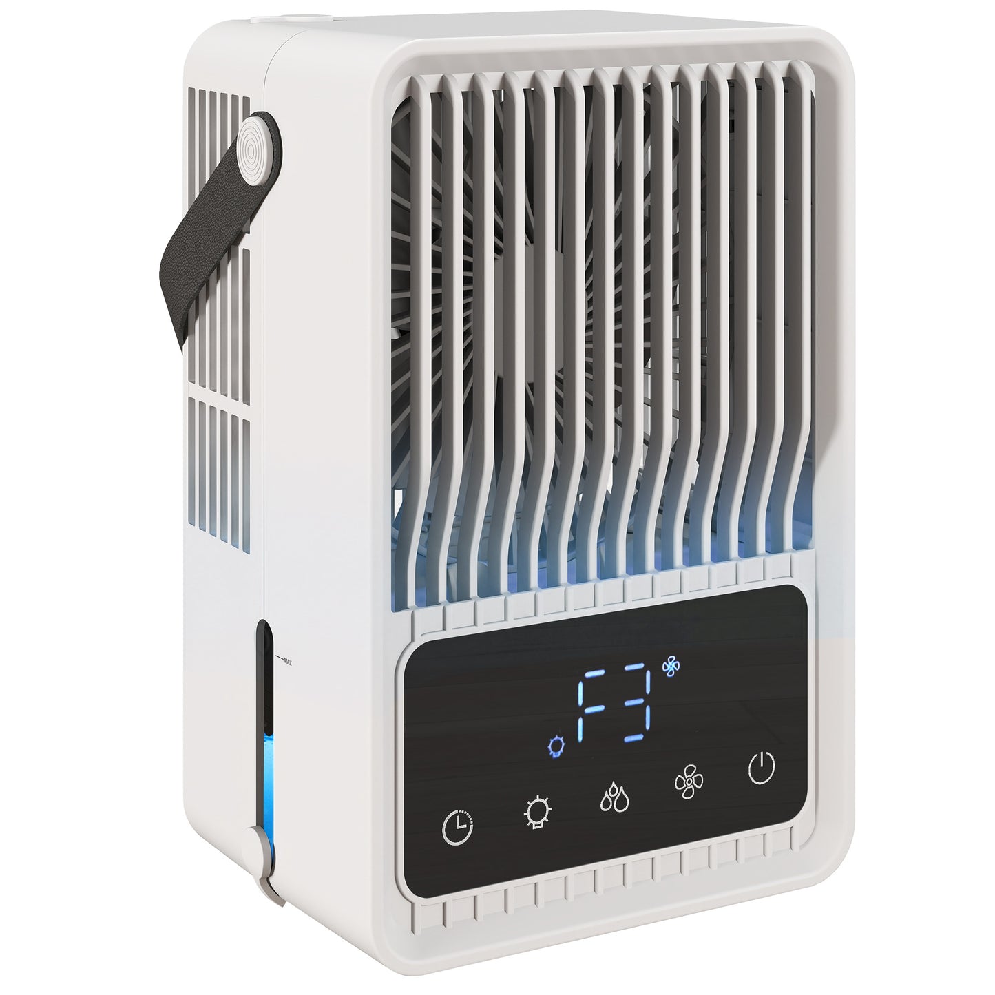 HOMCOM Portable Air Conditioner, 4-in-1 Mini Air Cooler with 3 Wind Speed, 2 Mist Mode, 7 Colour RGB Light, Black and White