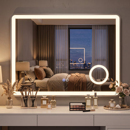 LED Bathroom Mirror with Anti-Fog and 3X Magnification Hardwired