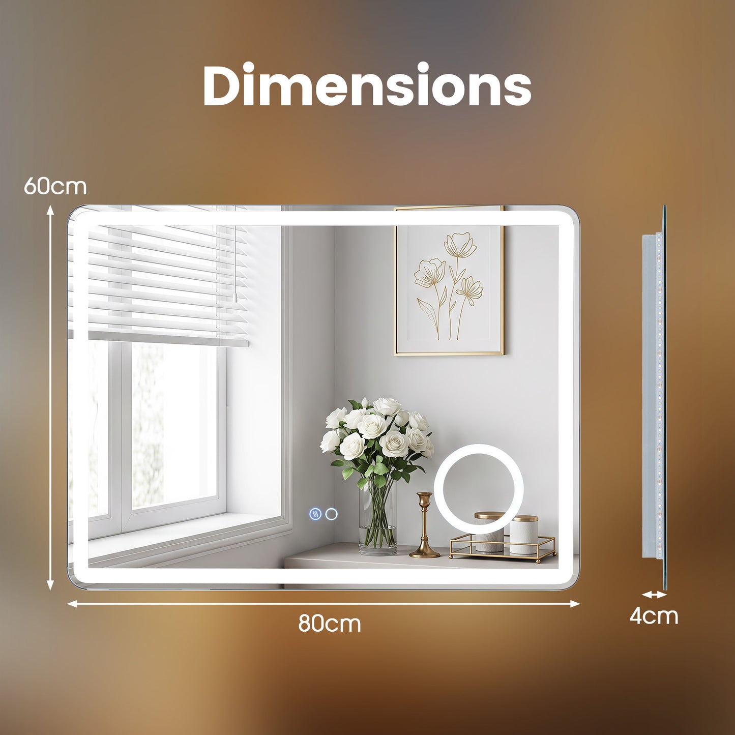 LED Bathroom Mirror with Anti-Fog and 3X Magnification Hardwired