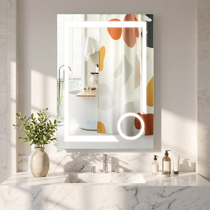 LED Lighted Bathroom Mirror with Anti-Fog and 3 Color Lights