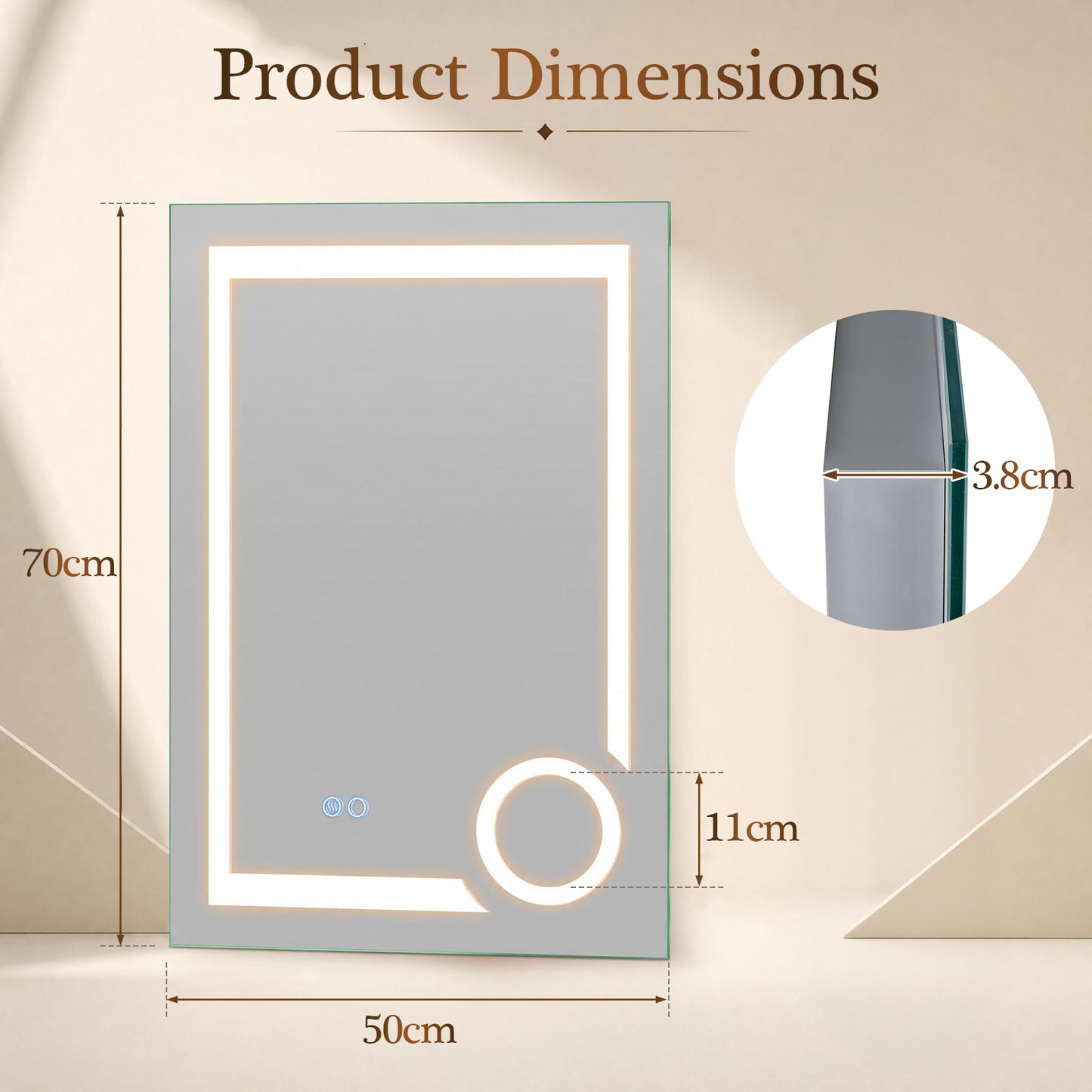 LED Lighted Bathroom Mirror with Anti-Fog and 3 Color Lights