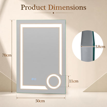 LED Lighted Bathroom Mirror with Anti-Fog and 3 Color Lights