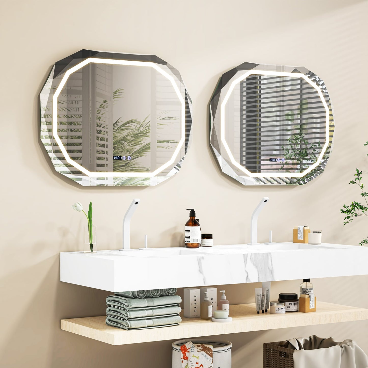 Anti-Fog Mirror LED Bathroom Mirror with 3 Color LED Light