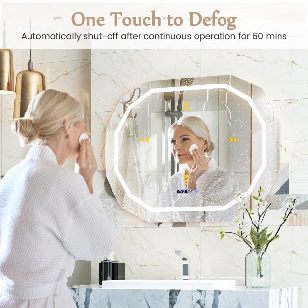 Anti-Fog Mirror LED Bathroom Mirror with 3 Color LED Light