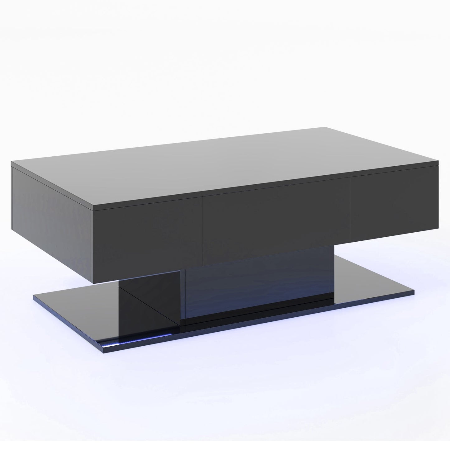 LED Coffee Table with 2 Drawers and Remote Control-Black