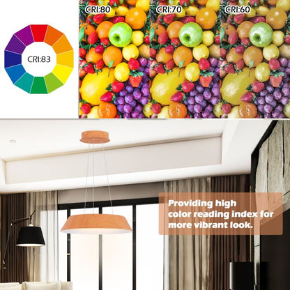 22W Modern Ceiling Light with Wood Grain and Metal Frame-Natural