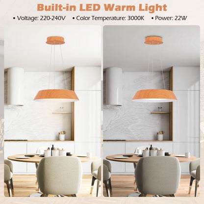 22W Modern Ceiling Light with Wood Grain and Metal Frame-Natural