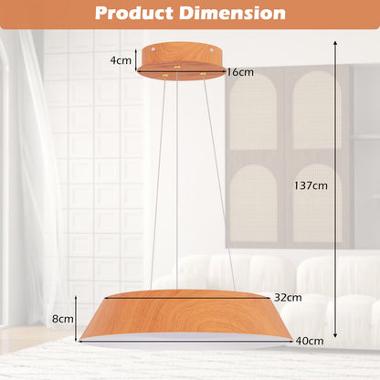 22W Modern Ceiling Light with Wood Grain and Metal Frame-Natural