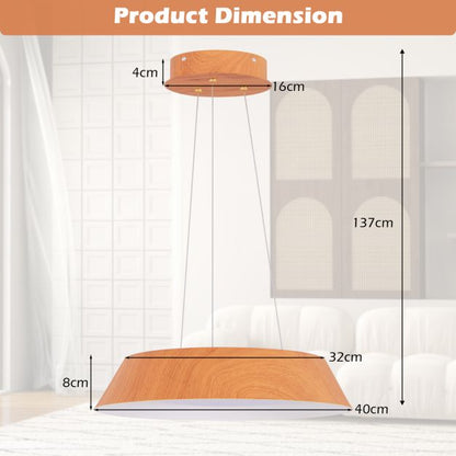 22W Modern Ceiling Light with Wood Grain and Metal Frame-Natural