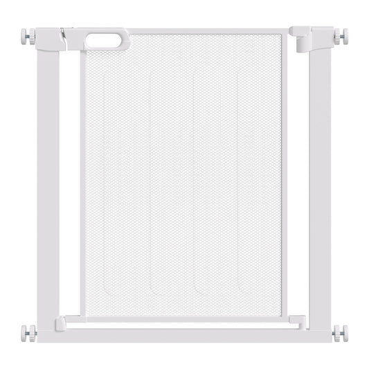 PawHut Pet Safety Gate, for Doorways, Staircases, Hallways, with 75-82cm Adjustable Width - White
