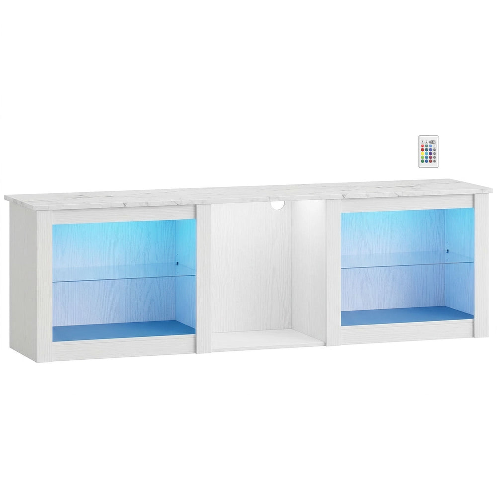 HOMCOM 70" TV Stand, with LED Lights and Storage - White