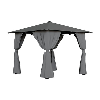 10ft W Garden Sheds Dark Grey Metal Gazebo With Lights