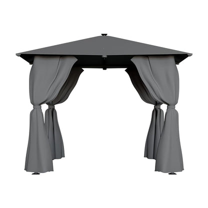 10ft W Garden Sheds Dark Grey Metal Gazebo With Lights