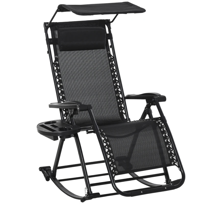 Outsunny Folding Recliner Chair Outdoor Lounge Rocker Zero-Gravity Seat w/ Adjustable