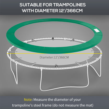 HOMCOM 12FT Replacement Trampoline Pad Thick Foam Safety Î¦366cm Spring Cover Bounce Padding - Green